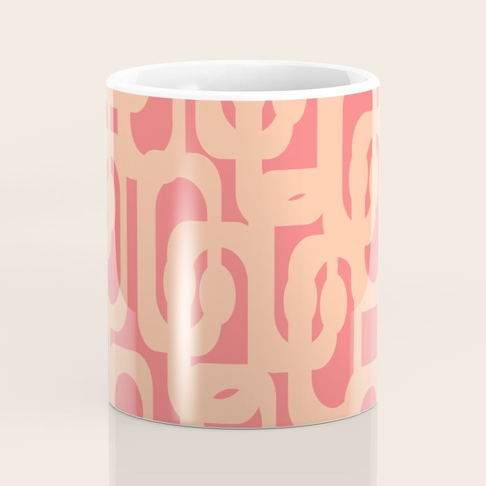 Peach Pink Mid Century Modern Loop Pattern Coffee Mug Gallery Image 4