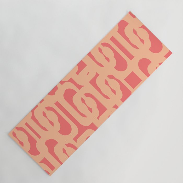 Peach Pink Mid Century Modern Loop Pattern Yoga Mat Gallery Image 1