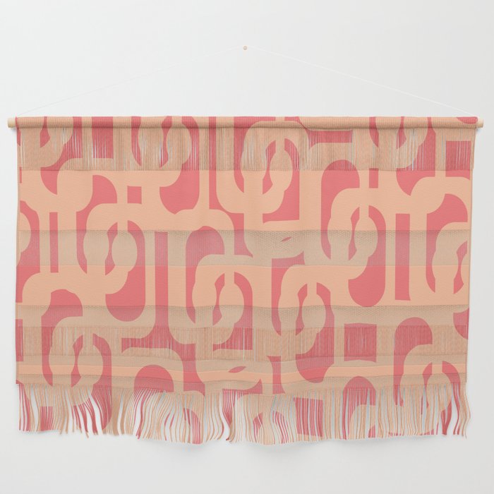 Peach Pink Mid Century Modern Loop Pattern Wall Hanging Gallery Image 1
