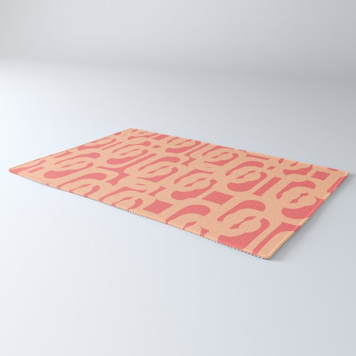 Peach Pink Mid Century Modern Loop Pattern Rug Gallery Image 3