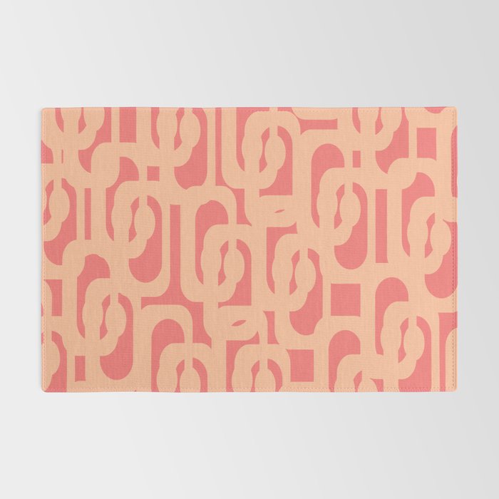 Peach Pink Mid Century Modern Loop Pattern Rug Gallery Image 2