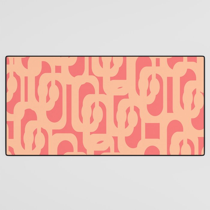 Peach Pink Mid Century Modern Loop Pattern Desk Mat Gallery Image 3