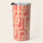 Peach Pink Mid Century Modern Loop Pattern Travel Mug Gallery Image 3