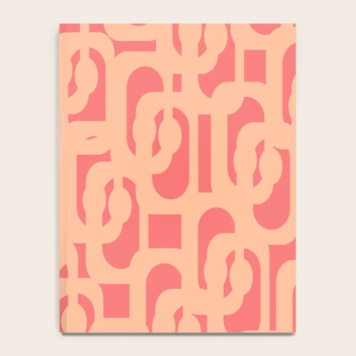 Peach Pink Mid Century Modern Loop Pattern Notebook Gallery Image 4