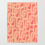 Peach Pink Mid Century Modern Loop Pattern Poster Gallery Image 4