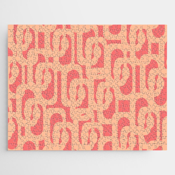 Peach Pink Mid Century Modern Loop Pattern Jigsaw Puzzle Gallery Image 1