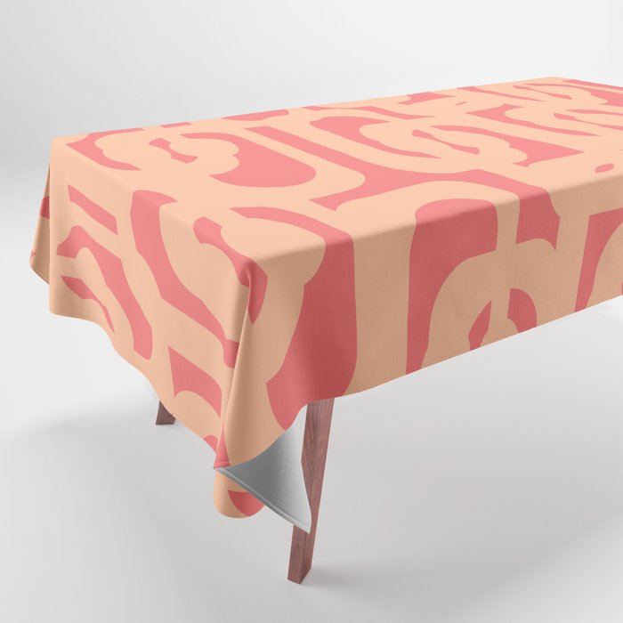 Peach Pink Mid Century Modern Loop Pattern Tablecloth Gallery Image 1