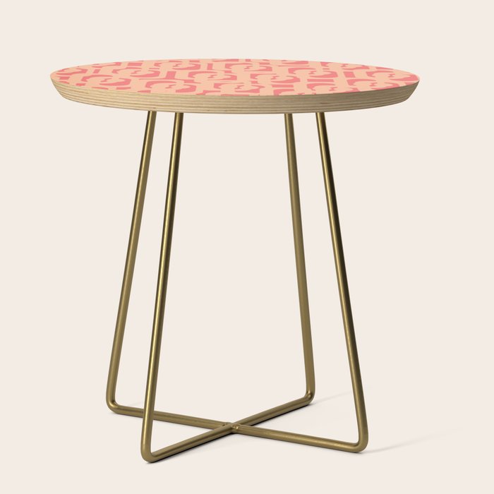 Peach Pink Mid Century Modern Loop Pattern Side Table Gallery Image 1