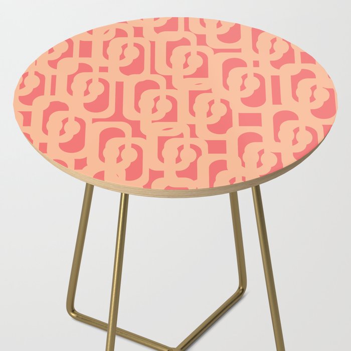 Peach Pink Mid Century Modern Loop Pattern Side Table Gallery Image 2