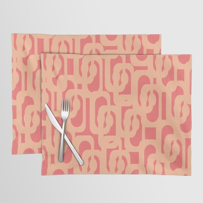 Peach Pink Mid Century Modern Loop Pattern Placemat Gallery Image 1