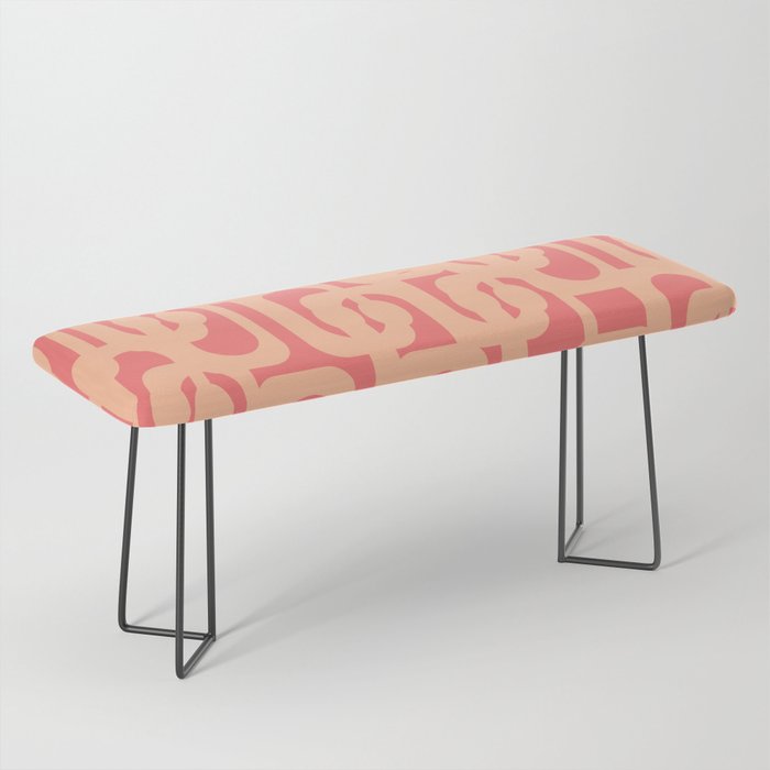 Peach Pink Mid Century Modern Loop Pattern Bench Gallery Image 1