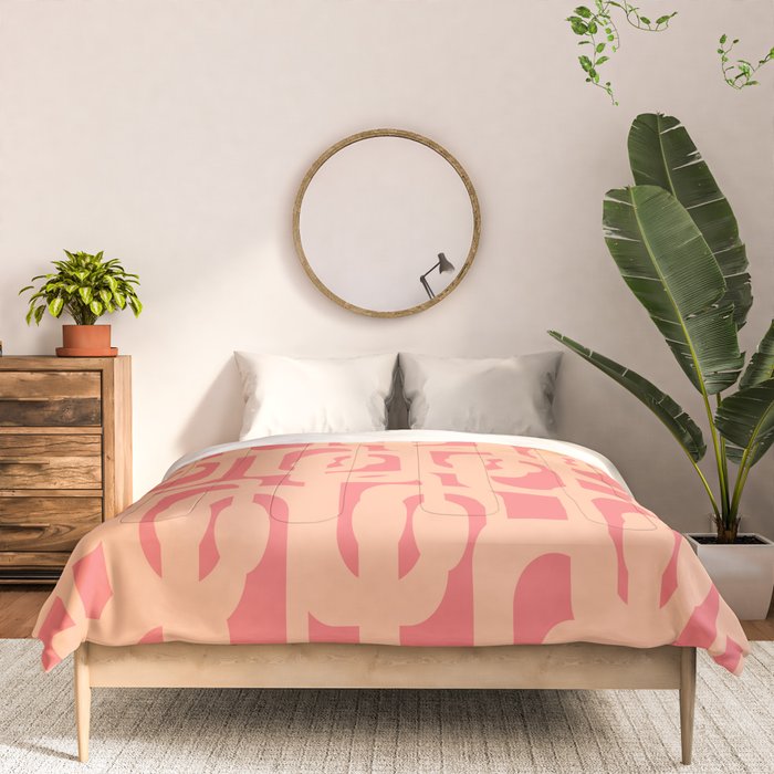 Peach Pink Mid Century Modern Loop Pattern Comforter Gallery Image 3