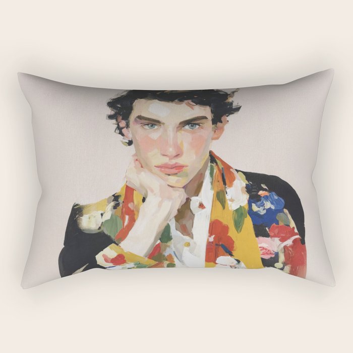 Floral Gaze Portrait Rectangular Pillow Gallery Image 2
