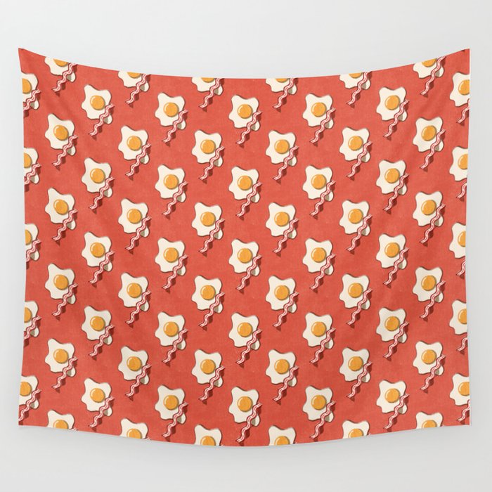 FAST FOOD / Egg and Bacon - pattern Wall Tapestry Gallery Image 4
