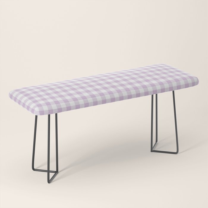 Lilac Plaid Gingham Print Bench Gallery Image 1