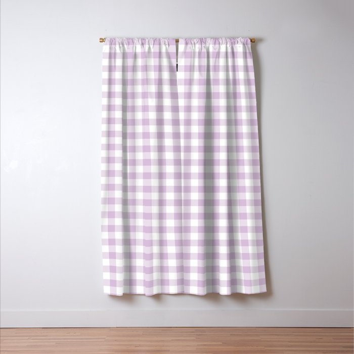 Lilac Plaid Gingham Print Window Curtain Gallery Image 3
