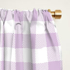 Lilac Plaid Gingham Print Window Curtain Gallery Image 2
