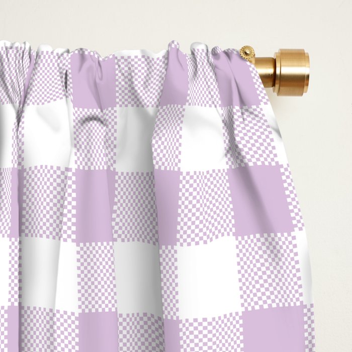 Lilac Plaid Gingham Print Window Curtain Gallery Image 2