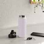 Lilac Plaid Gingham Print Water Bottle Gallery Image 4