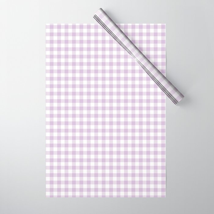 Lilac Plaid Gingham Print Wrapping Paper Gallery Image 1