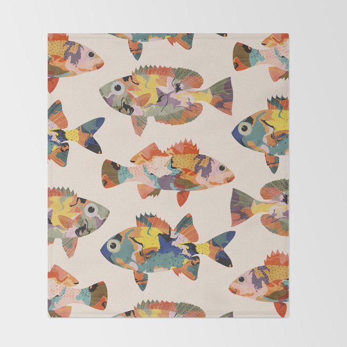 Colorful fish Throw Blanket Gallery Image 2