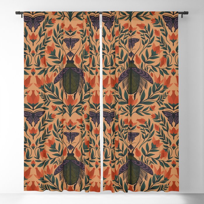 Beetle and Butterfly Botanical Design Window Curtain Gallery Image 1