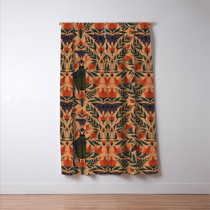 Beetle and Butterfly Botanical Design Window Curtain Gallery Image 3