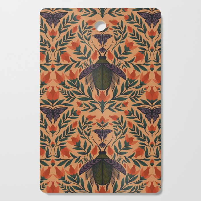 Beetle and Butterfly Botanical Design Cutting Board Gallery Image 1