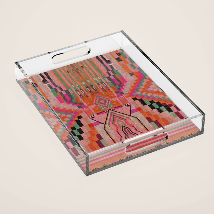 Geometric Tribal Guardian Abstract Textile Art Acrylic Tray Gallery Image 1