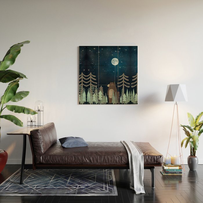 the moon balloon Wood Wall Art Gallery Image 2