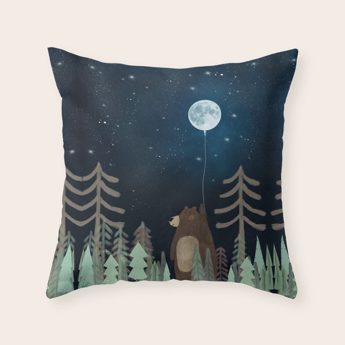 the moon balloon Throw Pillow Gallery Image 6