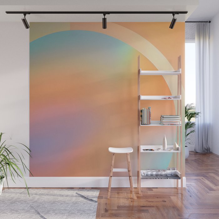 The Ring, Pastel Soft Gradient Shading, Geometrical Circle of Life Graphic, Digital Shapes Eclectic Modern, Futuristic Mindful Eclectic Meditation, Bohemian Yoga Spiritual Wall Mural Gallery Image 1