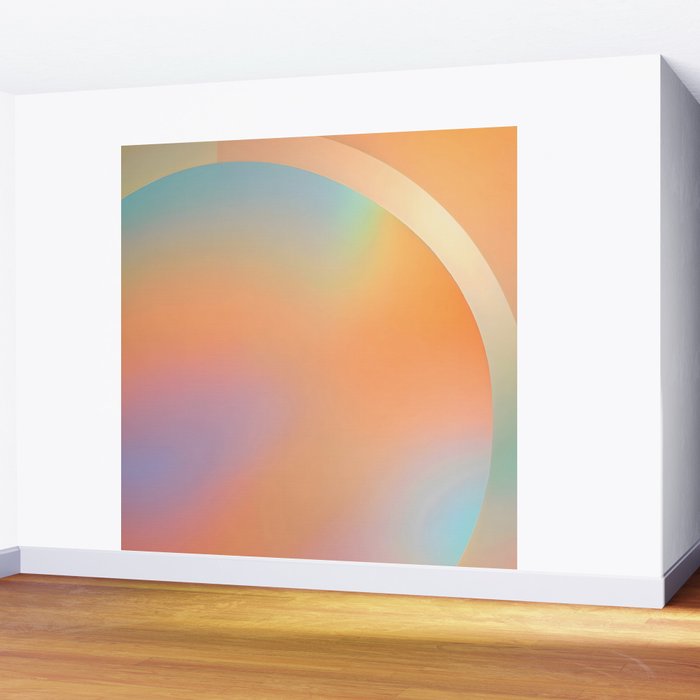 The Ring, Pastel Soft Gradient Shading, Geometrical Circle of Life Graphic, Digital Shapes Eclectic Modern, Futuristic Mindful Eclectic Meditation, Bohemian Yoga Spiritual Wall Mural Gallery Image 2