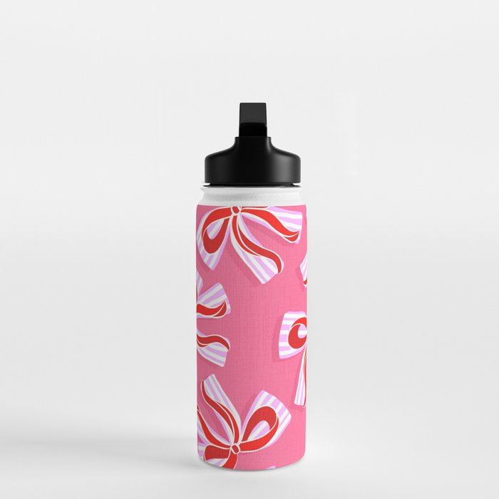 Ditsy Kitsch Ribbons and bows 2. Watermelon Pink and Red Water Bottle Gallery Image 3