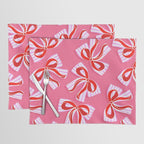 Ditsy Kitsch Ribbons and bows 2. Watermelon Pink and Red Placemat Gallery Image 1