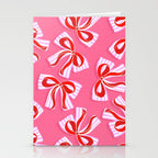 Ditsy Kitsch Ribbons and bows 2. Watermelon Pink and Red Stationery Card Gallery Image 2