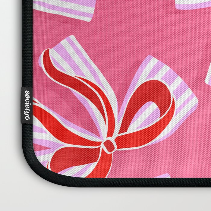 Ditsy Kitsch Ribbons and bows 2. Watermelon Pink and Red Laptop Sleeve Gallery Image 3