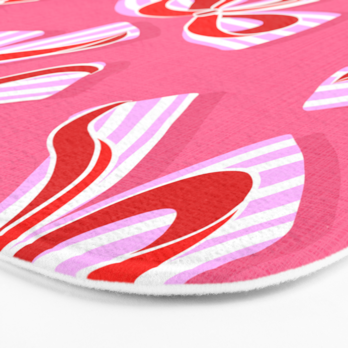 Ditsy Kitsch Ribbons and bows 2. Watermelon Pink and Red Bath Mat Gallery Image 3