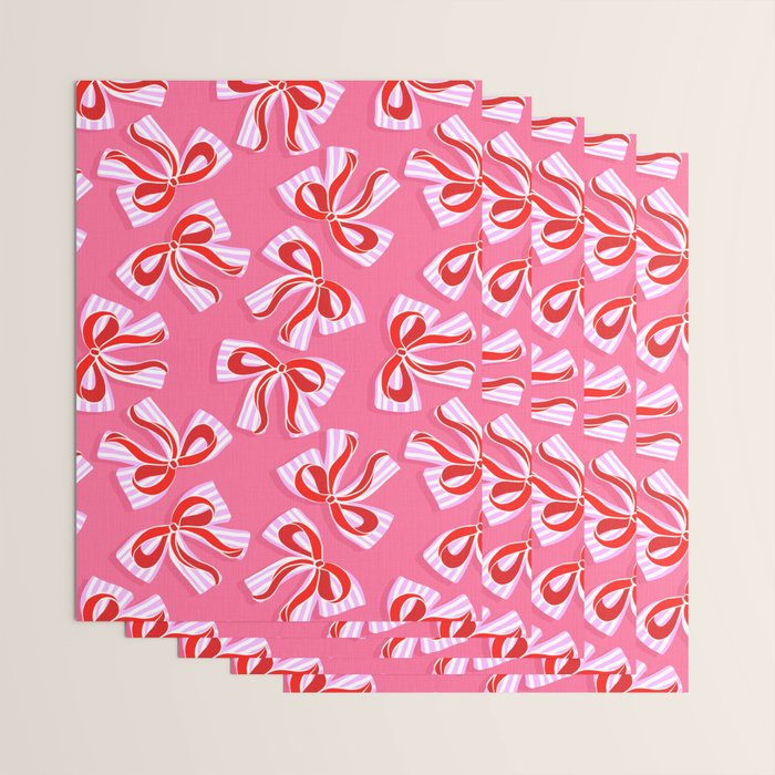 Ditsy Kitsch Ribbons and bows 2. Watermelon Pink and Red Wrapping Paper Gallery Image 3