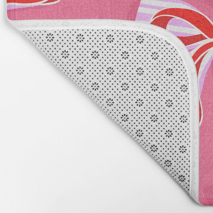 Ditsy Kitsch Ribbons and bows 2. Watermelon Pink and Red Bath Mat Gallery Image 2