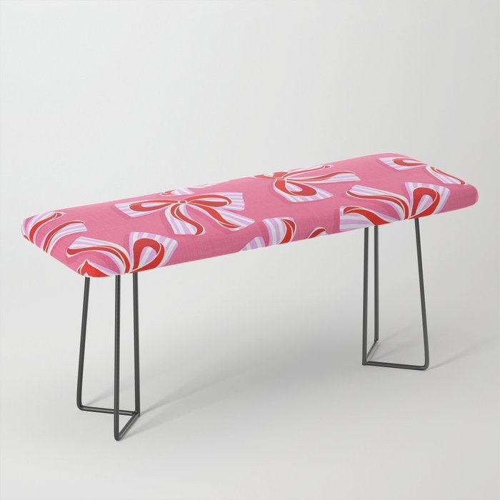 Ditsy Kitsch Ribbons and bows 2. Watermelon Pink and Red Bench Gallery Image 1