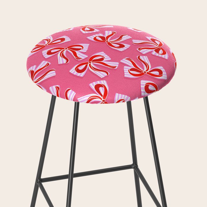 Ditsy Kitsch Ribbons and bows 2. Watermelon Pink and Red Stool Gallery Image 2