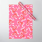 Ditsy Kitsch Ribbons and bows 2. Watermelon Pink and Red Wrapping Paper Gallery Image 1