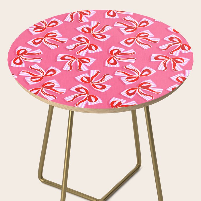 Ditsy Kitsch Ribbons and bows 2. Watermelon Pink and Red Side Table Gallery Image 2
