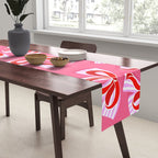 Ditsy Kitsch Ribbons and bows 2. Watermelon Pink and Red Table Runner Gallery Image 2