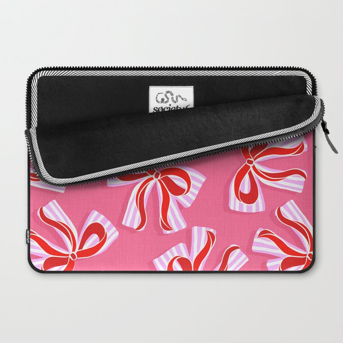 Ditsy Kitsch Ribbons and bows 2. Watermelon Pink and Red Laptop Sleeve Gallery Image 2