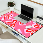 Ditsy Kitsch Ribbons and bows 2. Watermelon Pink and Red Desk Mat Gallery Image 2