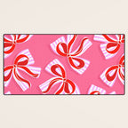 Ditsy Kitsch Ribbons and bows 2. Watermelon Pink and Red Desk Mat Gallery Image 3