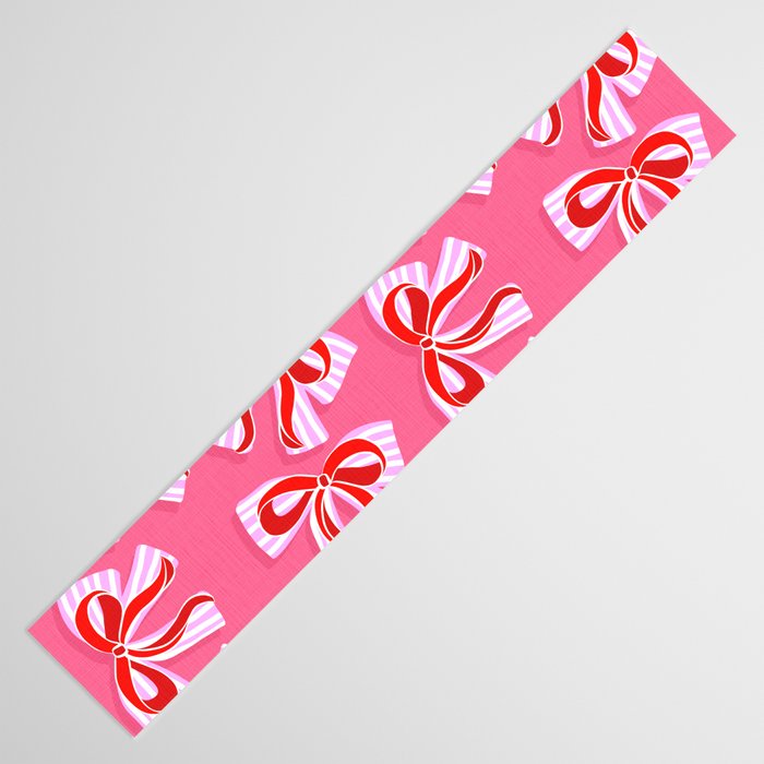 Ditsy Kitsch Ribbons and bows 2. Watermelon Pink and Red Table Runner Gallery Image 3