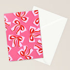 Ditsy Kitsch Ribbons and bows 2. Watermelon Pink and Red Stationery Card Gallery Image 2